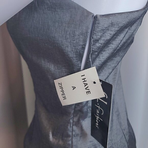 S.L. Fashions Cap Slv Petal One Shldr Sheath Dress Size 8 Color is Nickel (NWT) - Picture 9 of 16